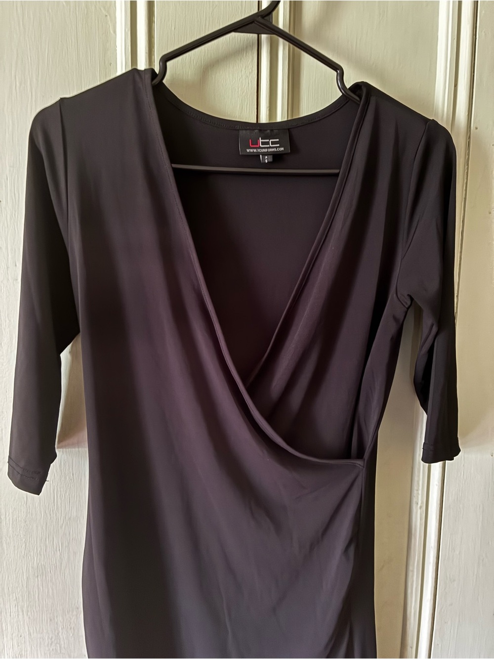 UTC Black Surplice Wrap Dress
